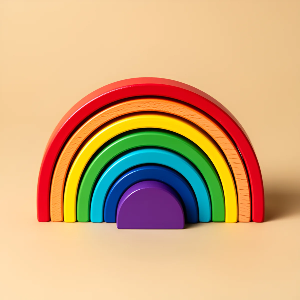 Arc of Seven, wooden rainbow stacker