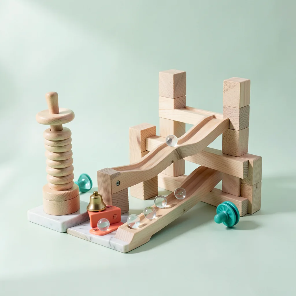 Cascade 120, wooden marble run with lift