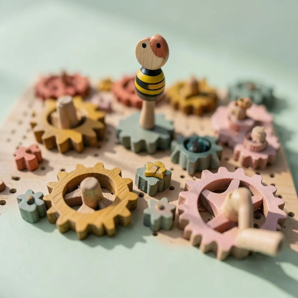 Close-up of the Clockwork Garden wall-mounted gear board