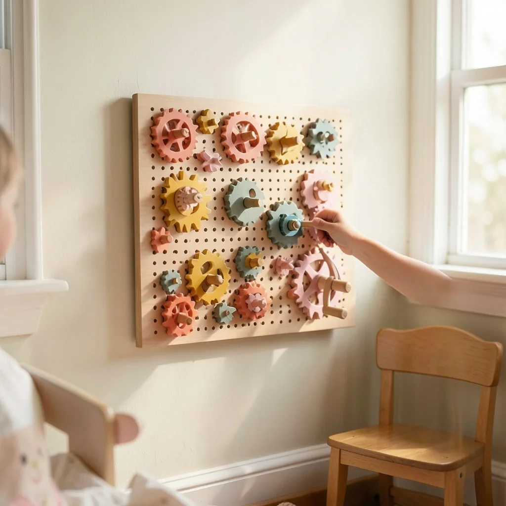Clockwork Garden wall-mounted gear board in use at home