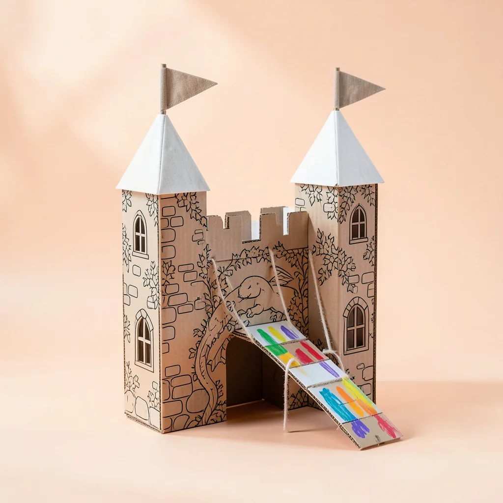 Fort Ferncastle, colour-in cardboard play castle