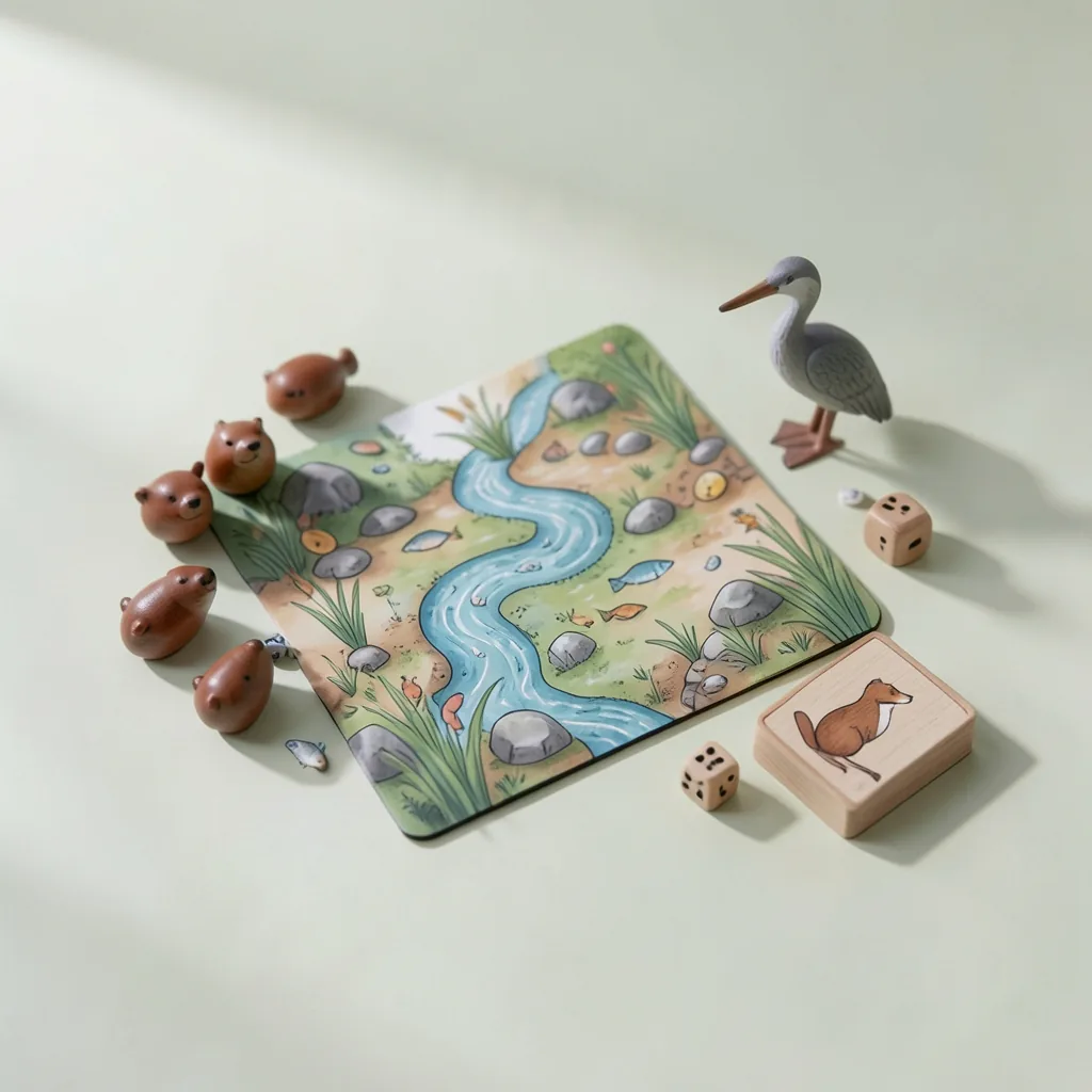 Close-up of the Otter Rapids co-operative family board game