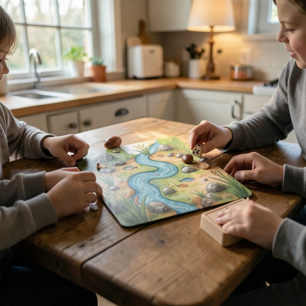Otter Rapids co-operative family board game in use at home